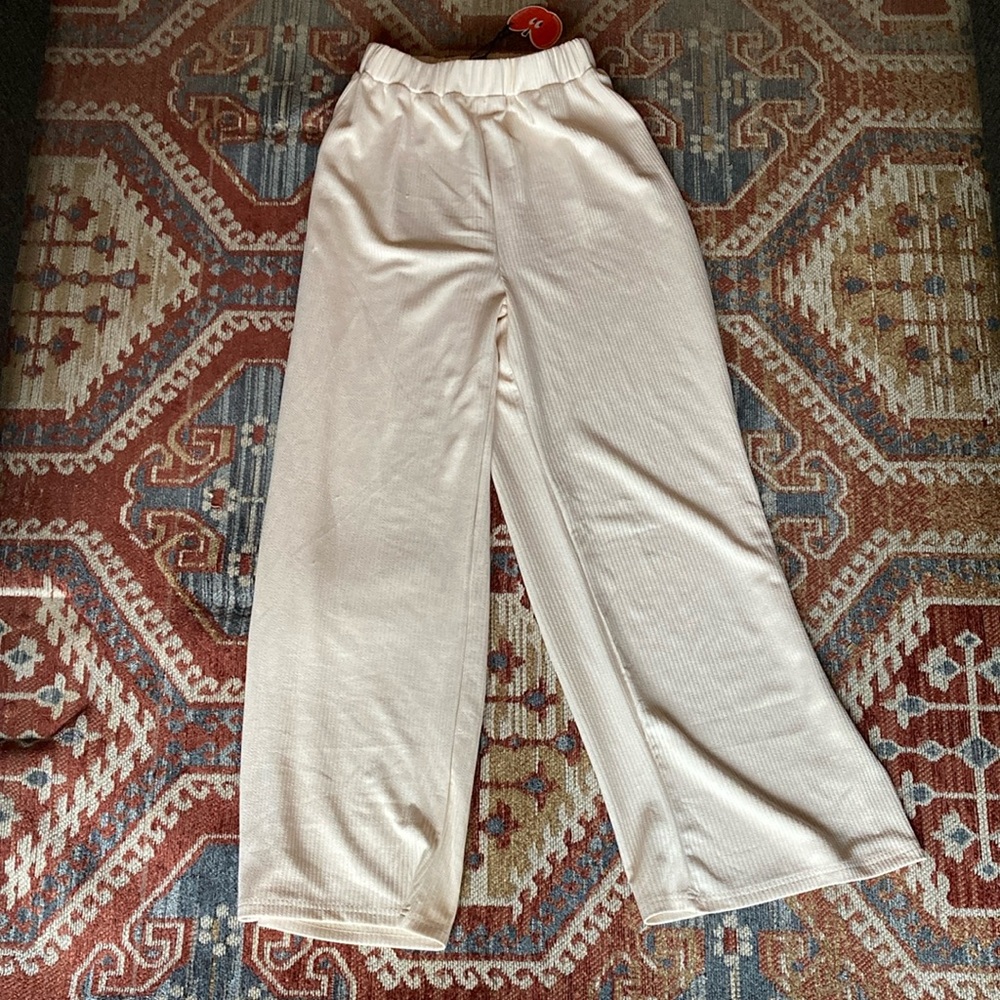 NWT Cider Cream Ribbed Wide Leg Lounge Pants
